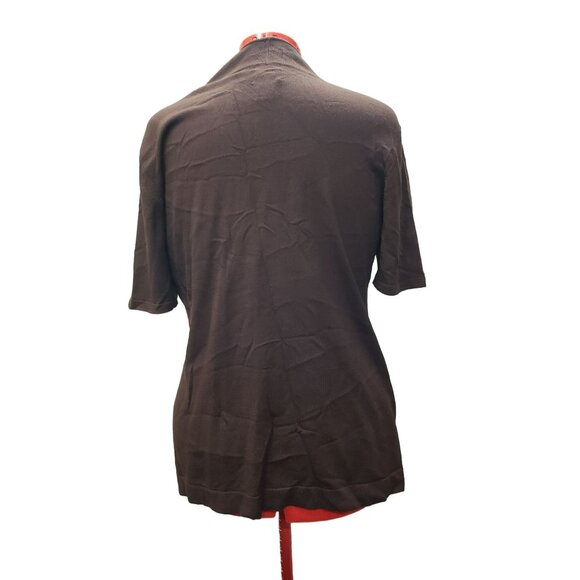 Chico's Brown Open-Front Cardigan, Size 2 Large, Short Sleeve, Rayon Nylon Blend - Picture 3 of 7